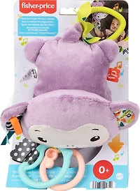 Fisher-Price Jouet pour poussette Sing & Go Singe violet en peluche sensorielle avec plis et claquements