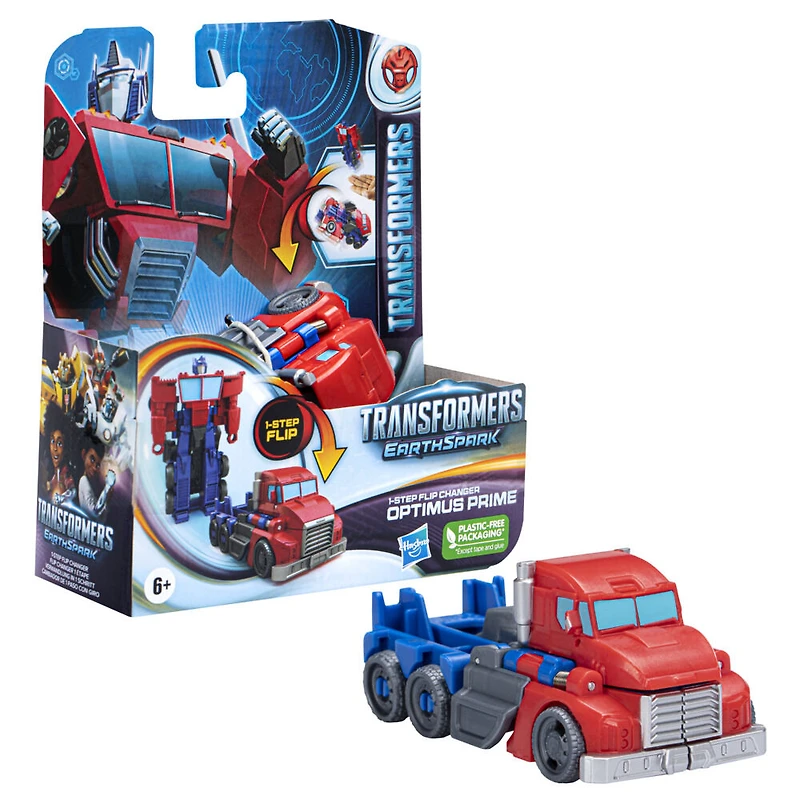 Transformers Earthspark, figurine Optimus Prime Flip Changer 1 étape de 10 cm