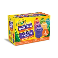 Peinture pour projets lavable, 6 couleurs vives