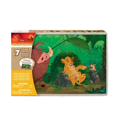 Disney Lion King, 7Pack Wood Puzzles with Wood Storage Tray