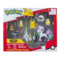 Pokémon - Multipaquet de figurines de combat - Pikachu, Évoli (Eevee), Moumouton (Wooloo), Farfuret (Sneasel), Voltoutou (Yamper), Plaritcho (Sirfetch'd), Ponyta de Galar (Galarian Ponyta) et Morpeko (mode ventre gonflé)