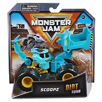 Monster Jam, Official Scoopz Dirt Squad Scooper Monster Truck avec pièces mobiles, véhicule en métal moulé à l'échelle 1:64