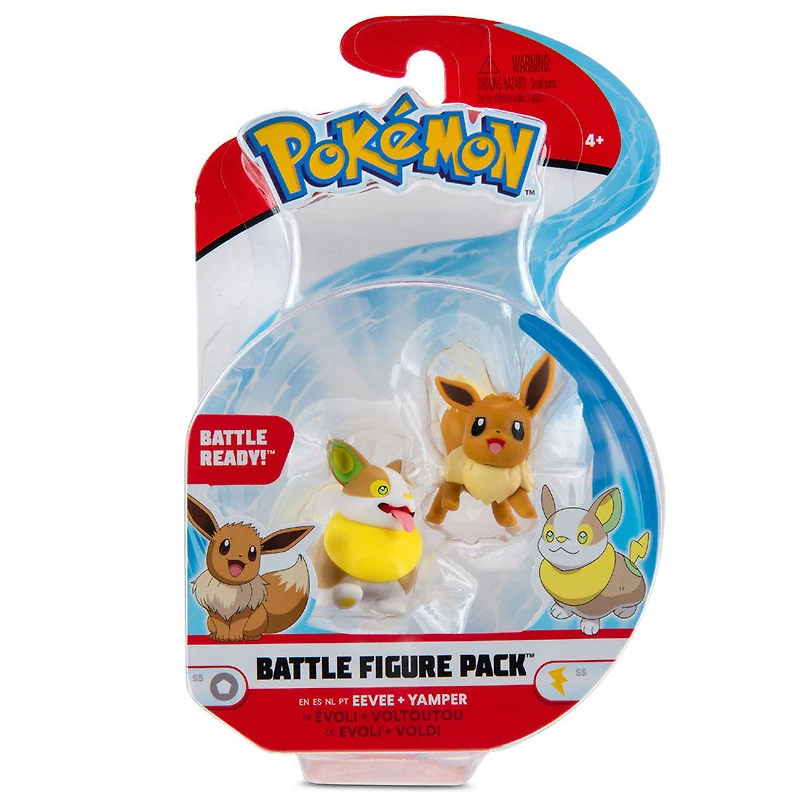 Pokémon - Figurine de combat, paquet de 2 - Évoli (Eevee) no 3 et Voltoutou (Yamper)