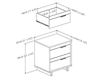Fynn Table de chevet 2 tiroirs Chêne gris