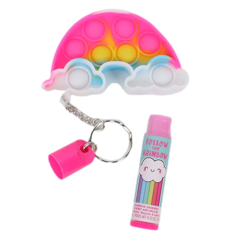 Baume à Lèvres Jeu Tactile Porte-Clés Arc-en-Ciel