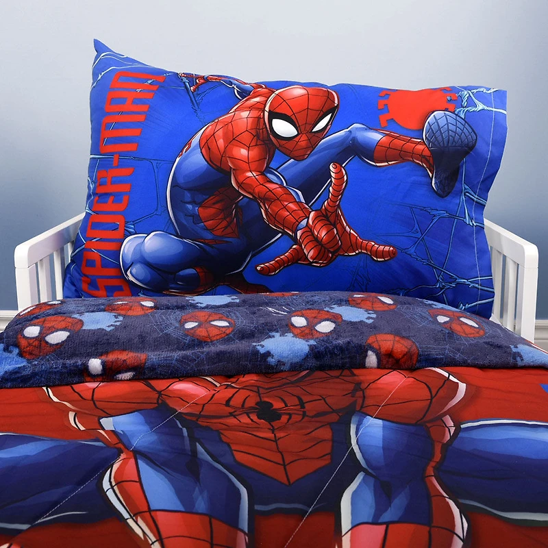 Ensemble de literie 2 Articles Spiderman pour Enfant, comprenant une Couette et une Taie d'Oreiller