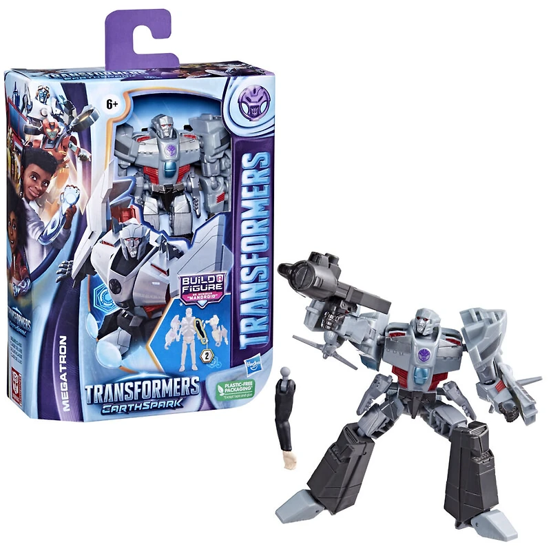 Transformers EarthSpark, figurine Megatron classe Deluxe de 12,5 cm, jouet robot pour enfants