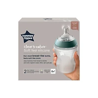 Tommee Tippee Closer to Nature Soft Silicone Baby Bottle, Stain & Odor-resistant, 9 ounce - 2 Count