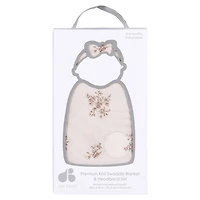 Just Born  - 2 piece Swaddle Blanket+Headband Pink Floral