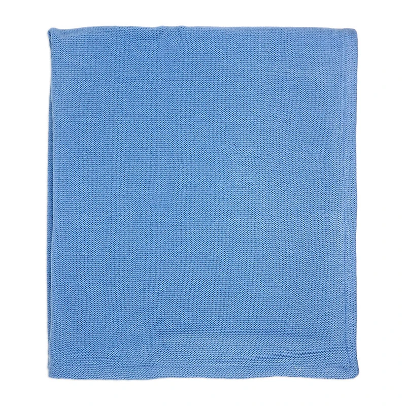 Amour Bébé Couverture en vison tricotée bleue