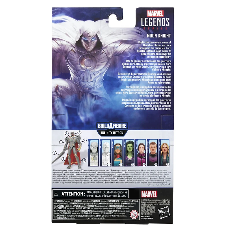 Marvel Legends Series, figurine de collection Moon Knight de 15 cm de la série MCU Disney+ Moon Knight, avec 4 accessoires