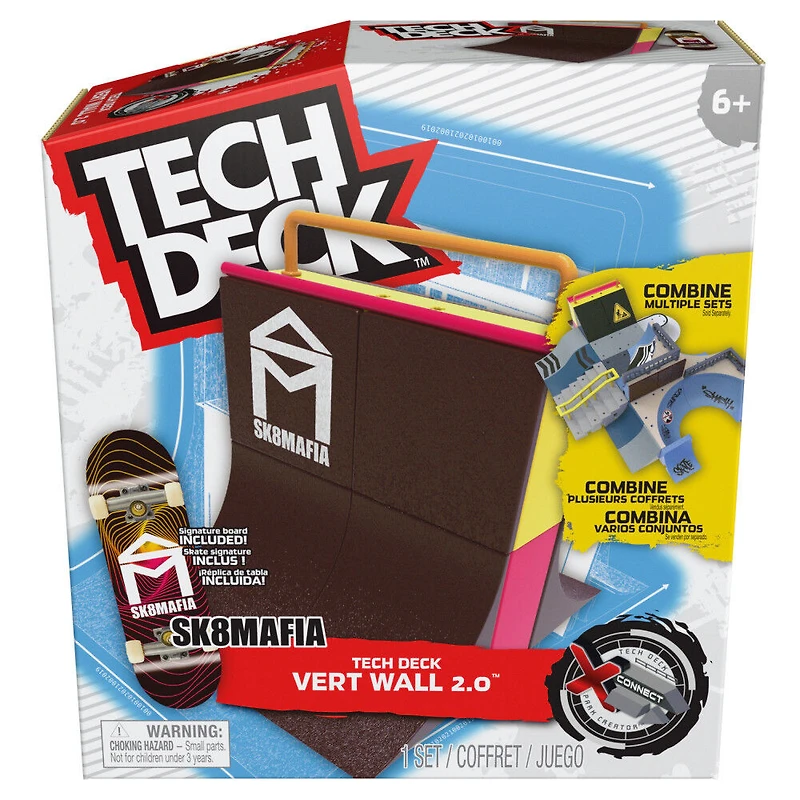 Tech Deck, Vert Wall 2.0, X-Connect Park Creator, Coffret rampe à construire et à personnaliser avec fingerboard exclusif