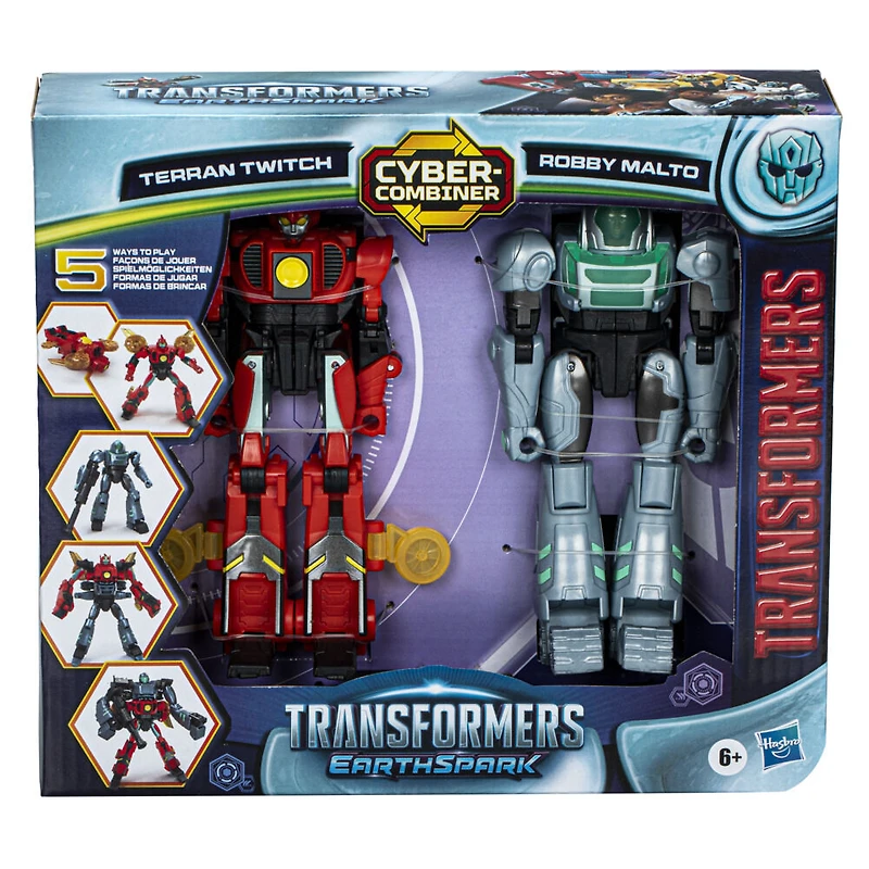 Transformers EarthSpark Cyber-Combiner Terran Twitch and Robby Malto Action Figures