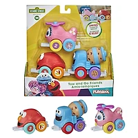 Sesame Street Tow and Go Friends Toy, 3 Linking Vehicles Featuring Elmo, Cookie Monster and Abby Cadabby - R Exclusive