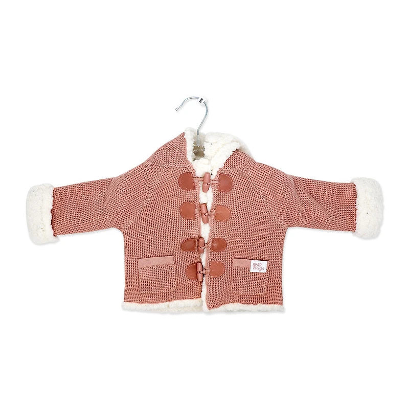 Rock a Bye Baby Cardigan en tricot véritable avec doublure en sherpa : rose