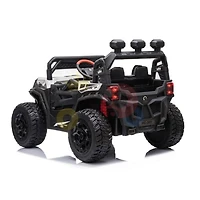 KidsVip 12V Kids and Toddlers 4WD Junior Sport Utility Ride On Buggy/UTV w/Remote Control - White - English Edition