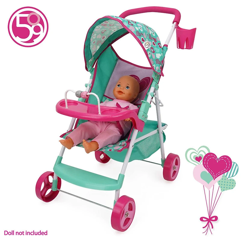 Poussette Sarah pour poupée, Mint Heart