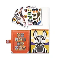Melissa & Doug On the Go Make-a-Face Reusable Sticker Pad Travel Toy Activity Book - Safari Animals (10 Scenes