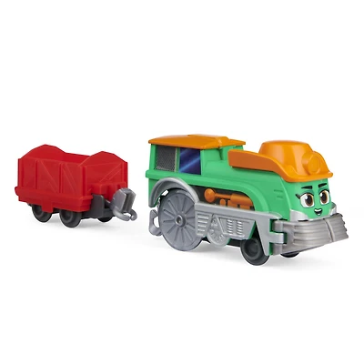 Mighty Express, Petit train Push and Go Fizz la fermière avec wagon de cargaison, jouets pour enfants à partir de 3 ans