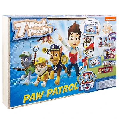 Paw Patrol 7 Wood Jigsaw Puzzles in Wood Storage Box