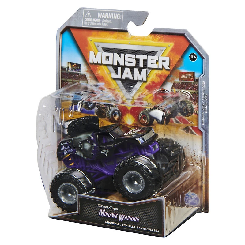 Monster Jam, Monster truck Mohawk Warrior officiel, véhicule en métal moulé, échelle 1:64