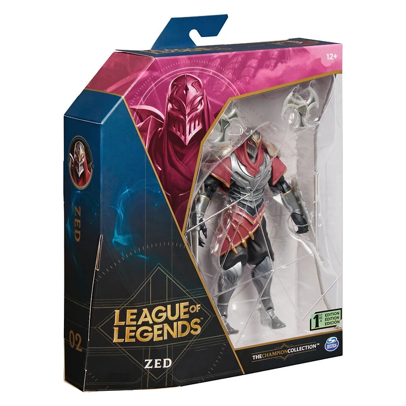 League of Legends, 6-Inch Zed Collectible Figure w/ Premium Details and 2 Accessories, The Champion Collection, Collector Grade