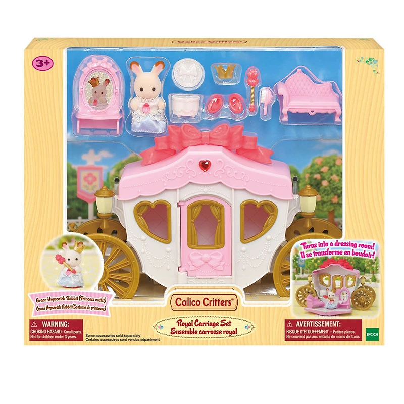 Calico Critters Royal Carriage Set, ensemble de jeu pour maison de poupée avec véhicule et accessoires