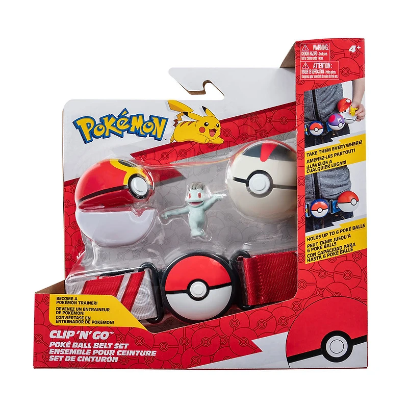 Pokémon - Ensemble de ceinture Clip 'N Go - Machoc (Machop) + Bis Ball et Chrono Ball (Repeat Ball and Timer Ball)