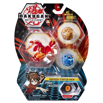 Bakugan Starter Pack 3-Pack, Pyrus Nillious, Collectible Action Figures