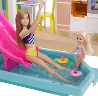 Barbie - Maison de poupée (109 cm), piscine, glissade, lumières, sons