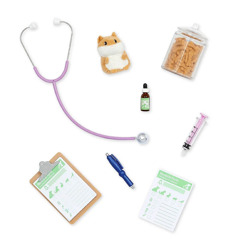 Our Generation Noemie Poupée vétérinaire 46 cm avec assistant hamster en peluche