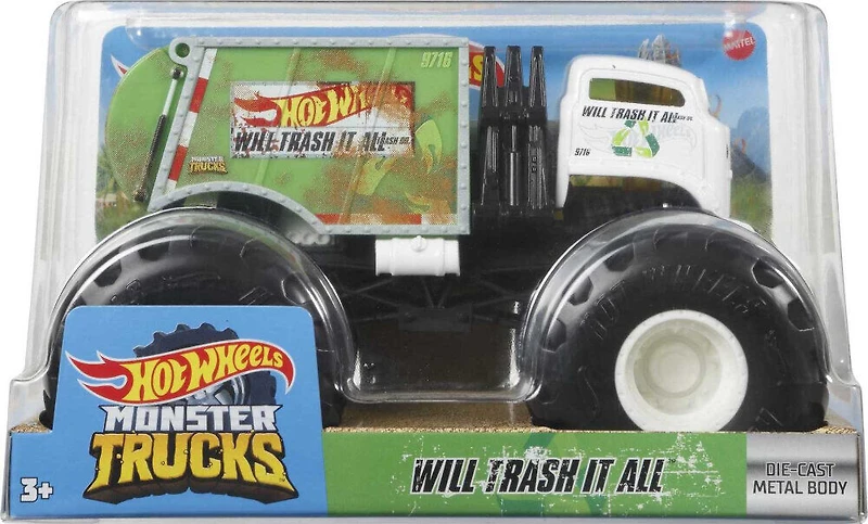 Hot Wheels- Monster Trucks - Véhicule Will Trash It All