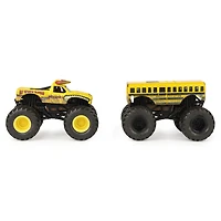 Monster Jam, Coffret de 2 monster trucks officiels en métal moulé El Toro Loco vs. Higher Education  qui changent de couleur, échelle 1:64