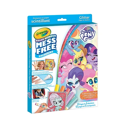 Ensemble de papier scintillant et marqueurs Crayola Color Wonder sans dégâts, mon petit poney