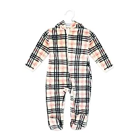 Baby Mode Printed Plush Pram: Tan Plaid Newborn