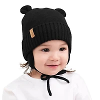 Chapeaux Tricotés Ours pour Enfants | Noir Ébène