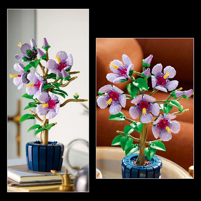 LEGO Botanicals L'Hibiscus, Ensemble pour Adultes, Décor Floral avec Pot de Fleurs Bleu 10372