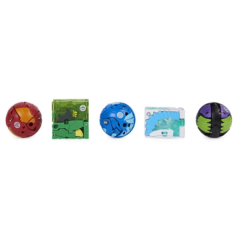Bakugan Geogan Brawler 5-Pack, Exclusive Hyenix and Talan Geogan and 3 Bakugan Collectible Action Figures