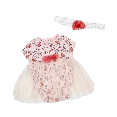 Baby Mode 2 Piece Tutu Romper Set: Pink Floral