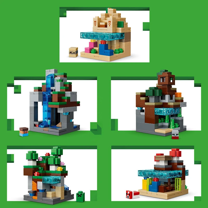 LEGO Minecraft Biomes Miniatures - Ensemble de Construction Minecraft - Décoration de Jeu pour les 12 Ans et Plus 21589