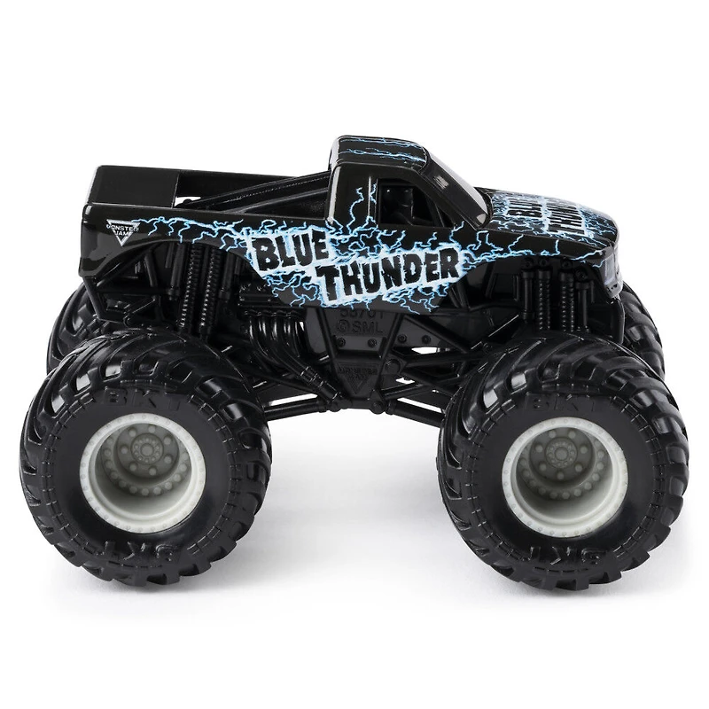 Monster Jam, Monster truck authentique Blue Thunder en métal moulé à l'échelle 1:64, série Over Cast