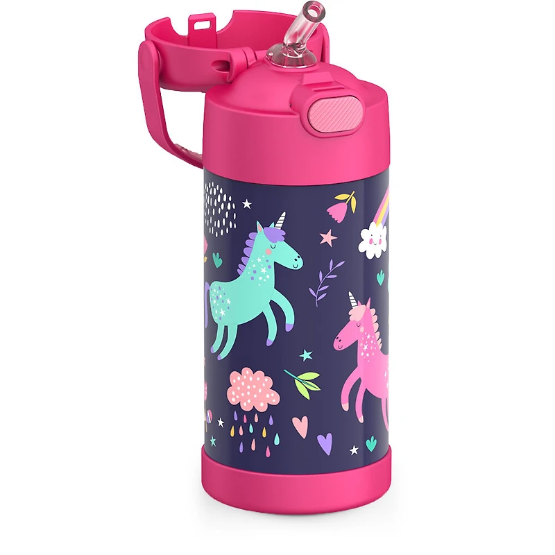 Bouteille d'eau FUNtainer avec paille, Unicorns, 12oz