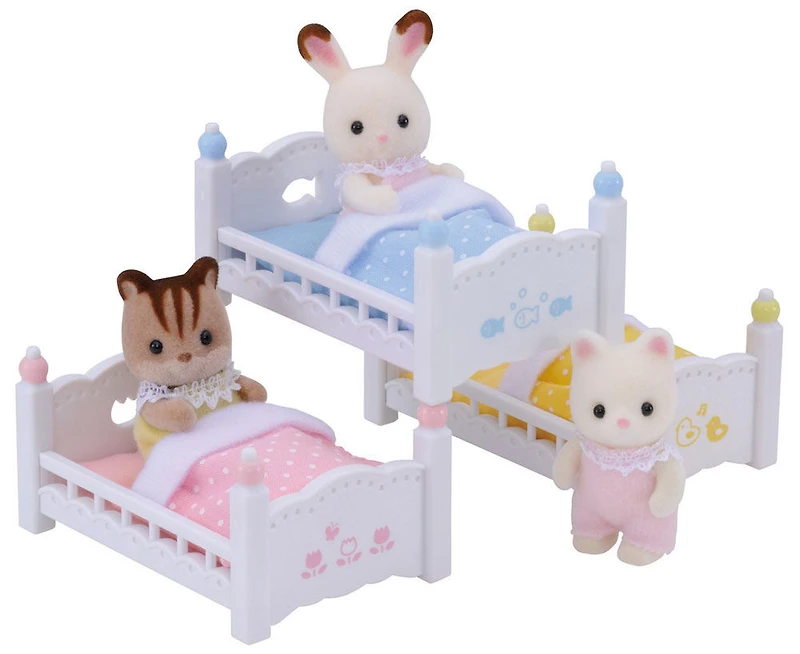 Calico Critters Lits superposés triples pour bébé, ensemble de meubles de maison de poupée