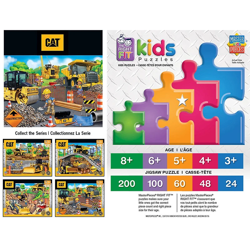 Stationnement Caterpillar - Casse-tête de camions de construction, 60 pièces pour enfants