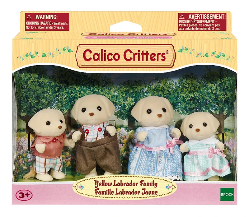 Calico Critters Yellow Labrador Family, ensemble de 4 figurines de poupée à collectionner