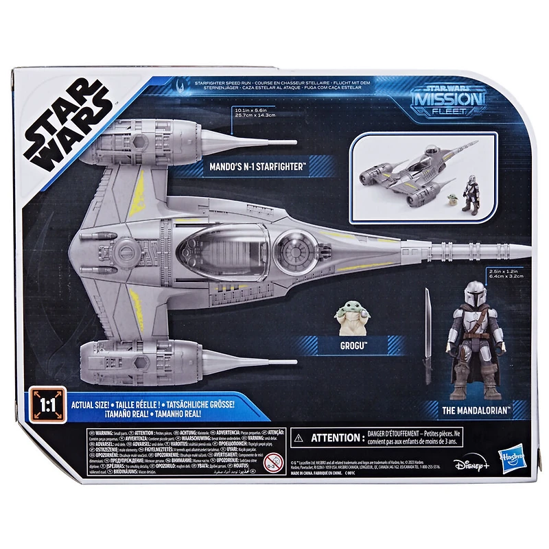 Star Wars Mission Fleet Mando's N-1 Starfighter, Grogu et Mandalorien, jouets Star Wars