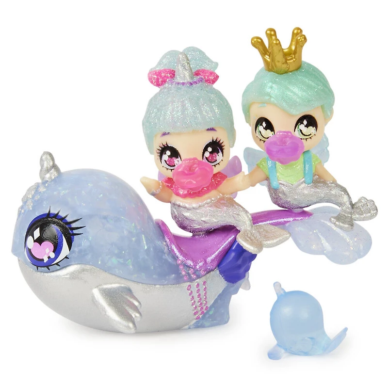 Hatchimals Pixies Riders, Shimmer Babies Narwhal Pixie Baby Twins avec Glider et 4 accessoires
