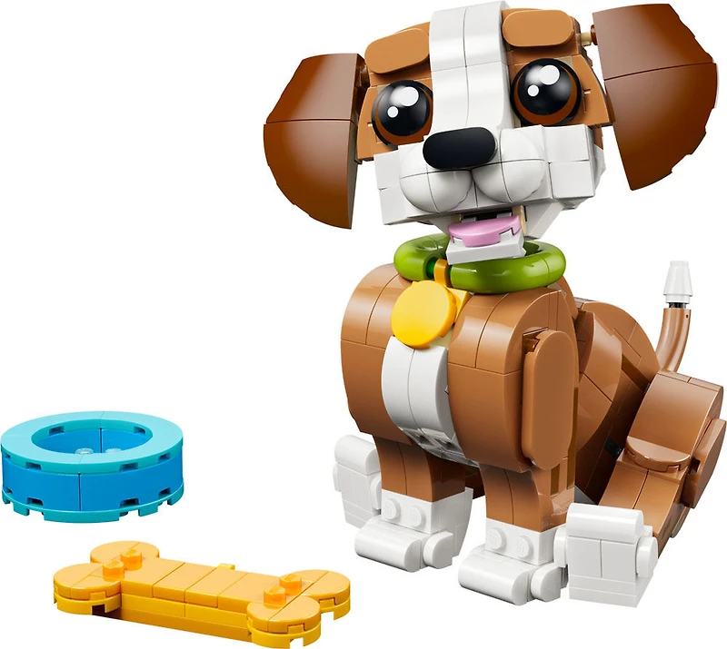 LEGO Creator 3 en 1 Les Animaux Mignons : Le Chiot Joueur, Jouets d'Animaux, Se Transforme en Écureuil ou en Canard 31382