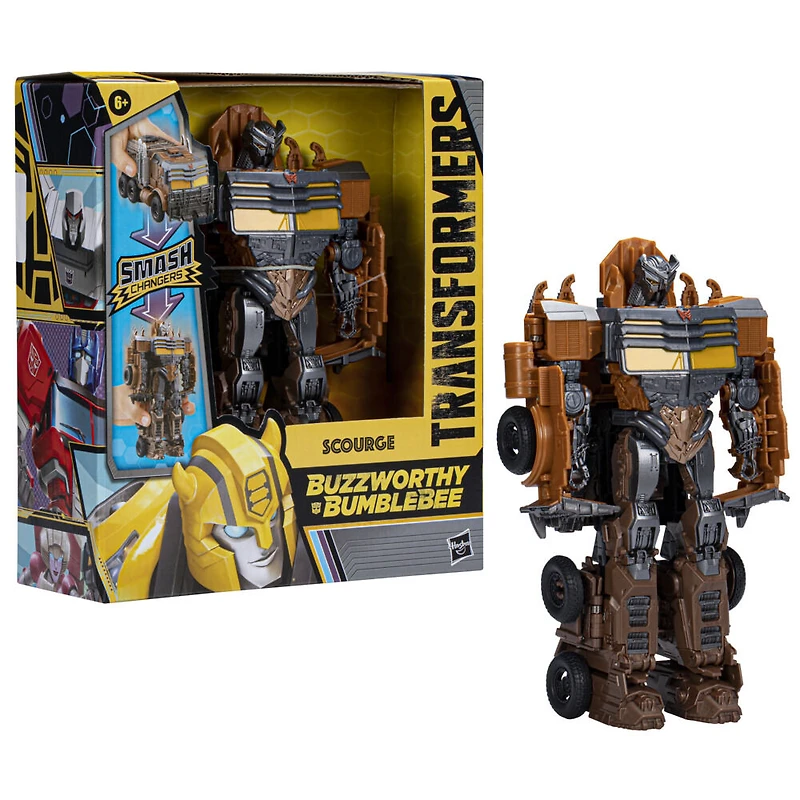 Transformers: Rise of the Beasts, figurine Buzzworthy Bumblebee Smash Changer Scourge de 22,5 cm - Notre exclusivité