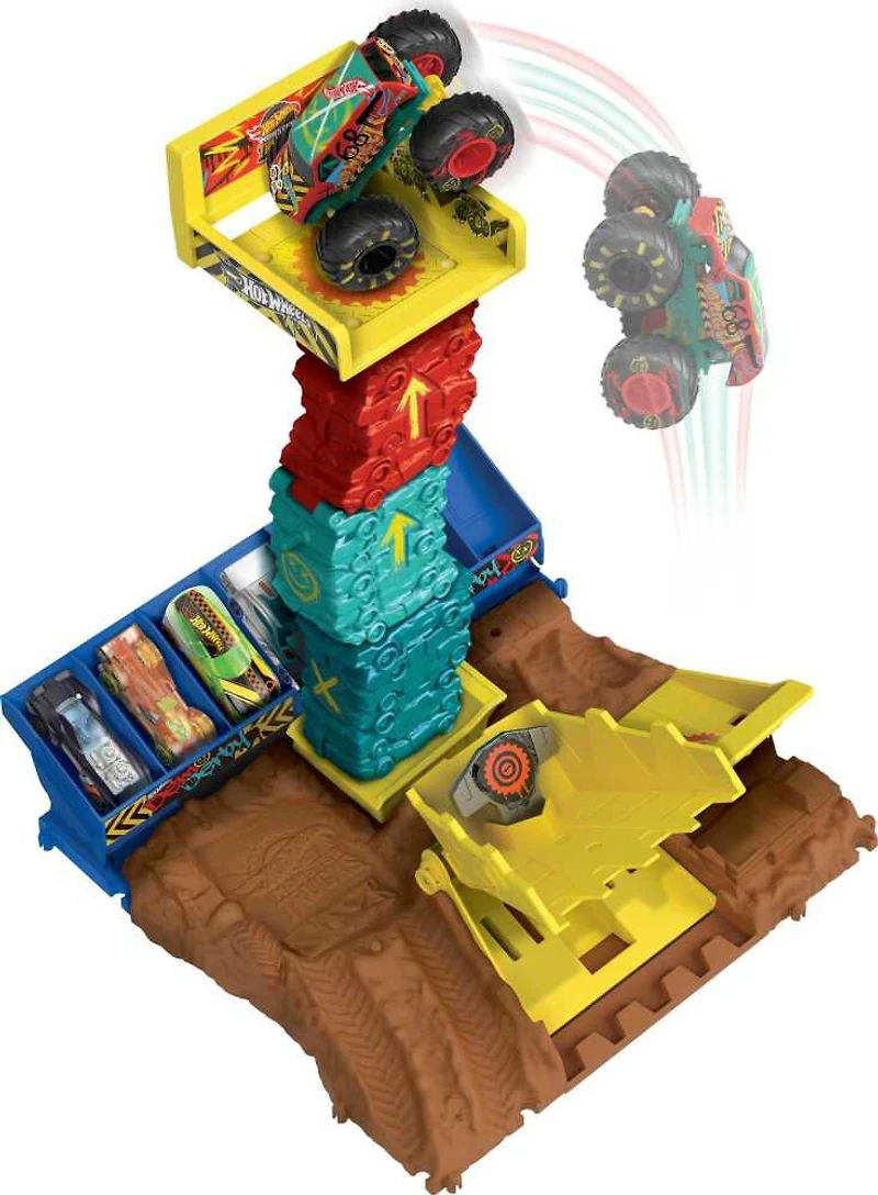 Hot Wheels Monster Trucks Arena Smashers Demo Derby Défi Saut de véhicule